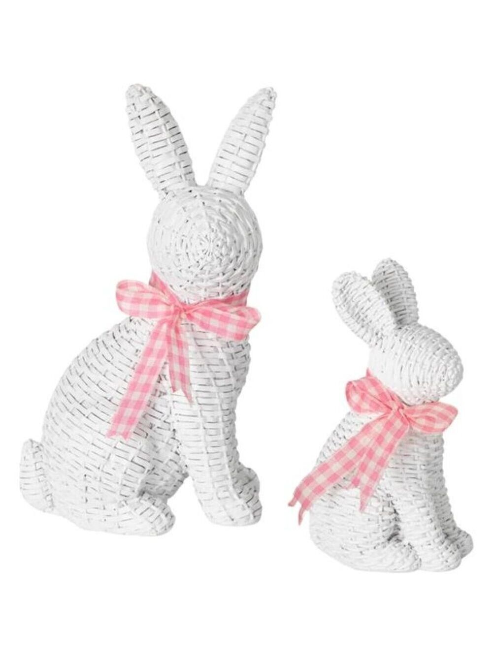 White Easter Bunny Figurines Set of 2 Spring Tabletop Decorations Home Decor
